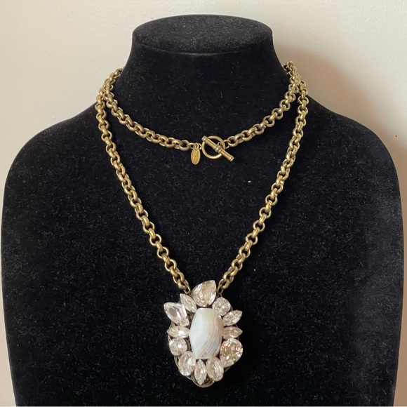 Anton Heunis White Agate, clear Swarovski pendant necklace - Picture 1 of 8